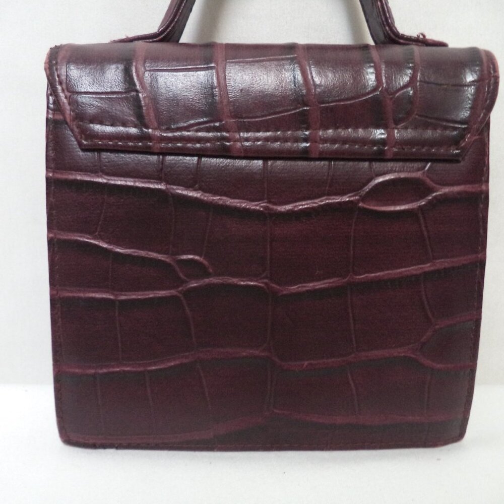 Accessory Works Vintage Croc faux leather tote bag purse w/ heart & lock small - Picture 7 of 15
